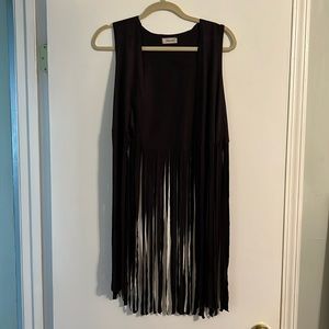 ADRIENNE black fringe vest size small! Great condition. Never worn
